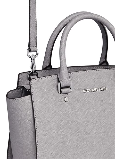 michael kors grey selma satchel|selma leather satchel.